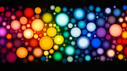 Poster - Colorful background of many small circles. The circles are of different colors and sizes. The background is a mix of bright and dark colors