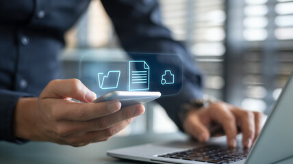 Poster - Streamline Your Digital Workflow: Secure Mobile & Cloud Data Management Solutions. Advanced File Sharing for Seamless Document Transfers & Improved Team Collaboration.   