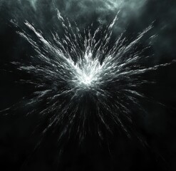 Poster - Explosive Water Splash Effect with Dark Background, Creating a Dynamic and Dramatic Visual Experience for Creative Projects and Commercial Use
