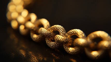 Wall Mural - Close-Up of a Golden Chain on a Black Background