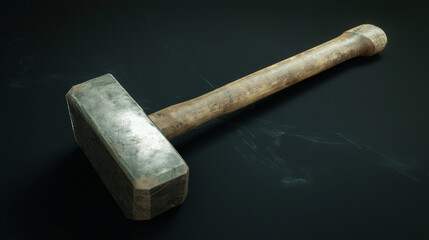 Wall Mural - Stone hammer on dark background. Suitable for construction tools, masonry equipment, and traditional implements.