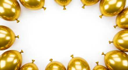 Wall Mural - gold festive balloons isolated on white 