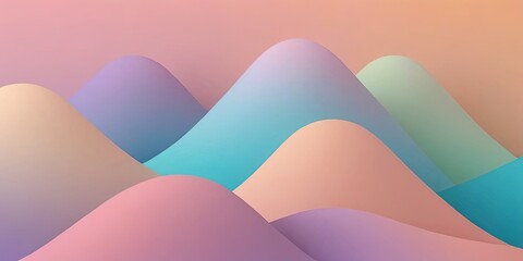 Poster - A colorful mountain range with a pink and blue hill