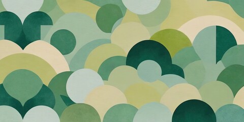 Poster - A green and white abstract painting with many circles
