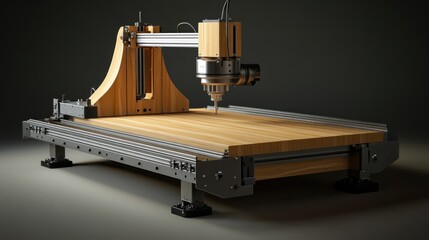 Wall Mural - CNC Woodworking Machine with Wood Surface