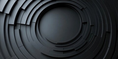 Poster - abstract dark grey concentric circles, geometric design.