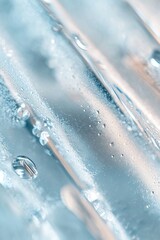 Poster - A frosted glass surface displays clean horizontal and diagonal etched lines, softly illuminated by warm light, set against a neutral gradient background ideal for overlays