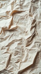 Poster - Soft, muted cream crumpled paper creates a captivating texture that inspires creativity and evokes nostalgia. The intricate folds and shadows invite artistic exploration and design possibilities