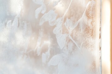 Poster - Elegant frosted glass texture showcasing a gradient from soft white to muted beige, enhancing any design with a calming effect and ample space for text and visual elements