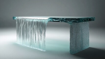 Glass table sculpture art design unique furniture water clear transparent modern contemporary display