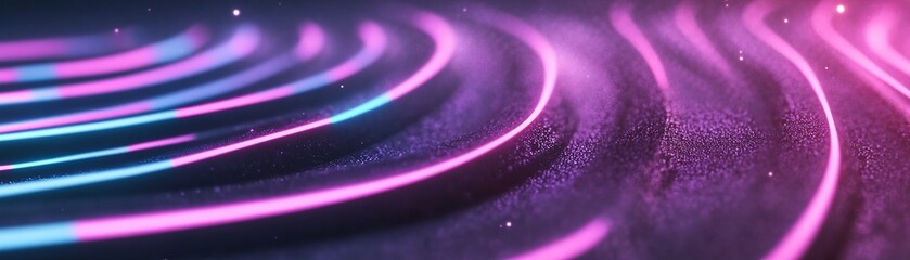 Poster - Neon lines in vibrant cyan and magenta create a glowing grid that appears to radiate from a central vanishing point