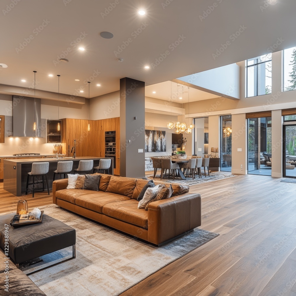 OMAHA, NE USA - 06-29-24 - Luxury open concept living room and kitchen ...