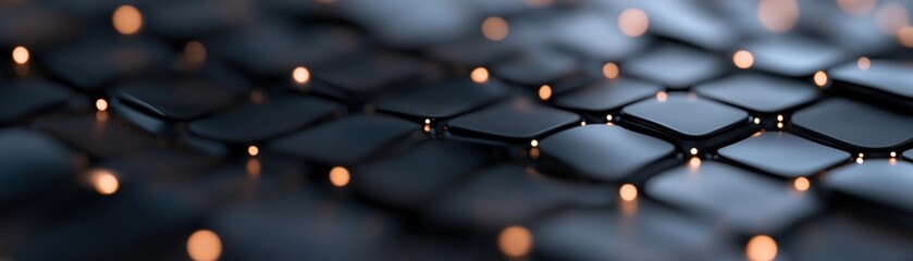 Poster - A minimal grid pattern in black and white features glowing, blurred edges, set against a smooth gradient background. This modern design is ideal for tech-focused projects