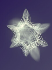 Fototapete - Abstract illustration of a geometric figure composed of thin, bright white lines. 3d rendering