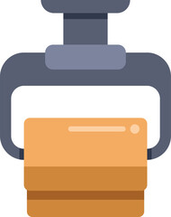 Poster - simple vector icon of a toilet paper holder with toilet paper hanging, isolated on white background