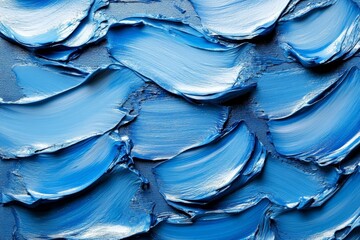 Aufkleber - Elegant blue abstract texture created by thick brush strokes on canvas background showcasing artistic depth and movement