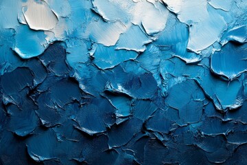 Poster - Abstract blue texture created with layered paint displays a calming oceanic effect and intricate brush strokes