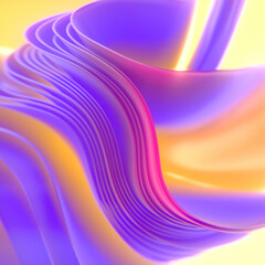 Leinwandbilder - Smooth colored flow of fabric stripes with trendy multicolor gradient. 3d rendering digital illustration