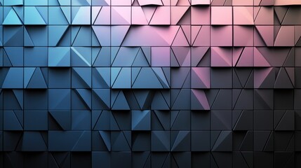 Poster - Abstract geometric background with low-poly triangles in blue, pink, and gray tones.