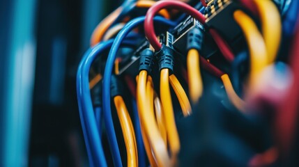 Canvas Print - A Colorful Network of Cables in a Server Room