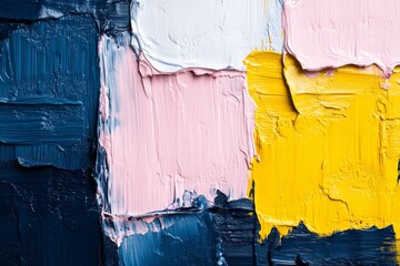 Poster - Abstract texture of colorful paint layers on canvas showcasing artistic expression and creative techniques
