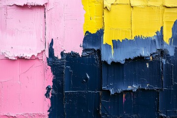Leinwandbilder - Colorful abstract painting on a textured wall with vibrant hues in a creative space