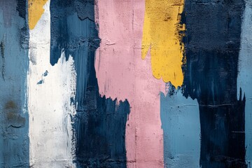 Poster - Abstract mural with vibrant brush strokes in various colors located in an urban setting