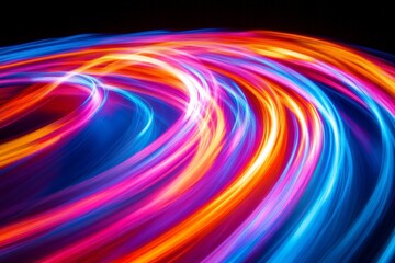 Leinwandbilder - Colorful light trails create dynamic patterns in a dark setting during nighttime