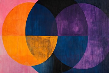 Aufkleber - Colorful geometric shapes blend together in a modern artwork showcasing overlapping circles in vibrant hues