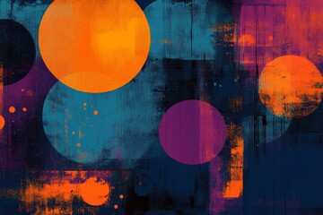 Aufkleber - Colorful abstract circles create a vibrant and dynamic composition set against a dark background