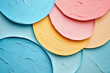 Poster - Colorful circular shapes with textured surfaces create an artistic abstract design