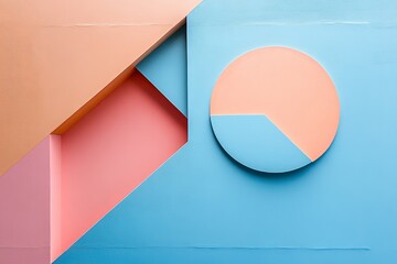 Poster - Colorful geometric shapes create an abstract design on a wall in a modern interior space during daylight