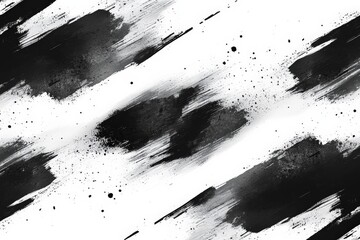 Aufkleber - Abstract black and white brush strokes create dynamic texture and movement on a minimalist background