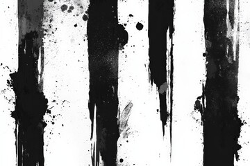 Poster - Abstract black and white artwork featuring bold brush strokes and expressive splatters showcasing artistic creativity