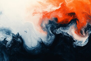 Poster - Colorful abstract swirl showcases a blend of orange, black, and white tones in a striking display of artistic fluidity