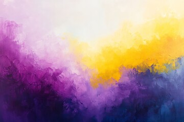 Poster - Vibrant abstract artwork showcasing purple, yellow, and soft white hues evoking a sense of tranquility and creativity