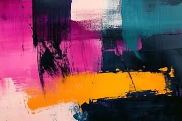 Fototapete - Bold abstract painting with vibrant colors showcasing textured strokes and dynamic composition