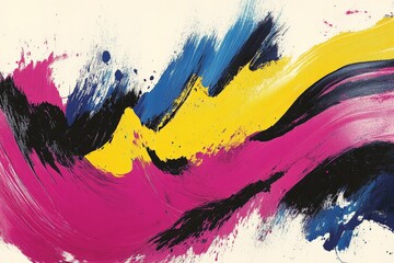 Aufkleber - Vibrant abstract painting featuring bold colors with dynamic brush strokes showcasing artistic expression