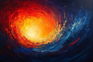 Fototapete - Vibrant swirl of warm colors merging into cool tones in an abstract artwork created by skilled hands