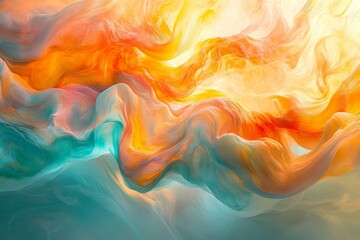 Poster - Colorful abstract waves blend together in a vibrant display of light and texture