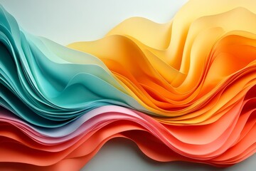 Wall Mural - Colorful waves of paper create an artistic display of swirling patterns and textures in a vibrant arrangement