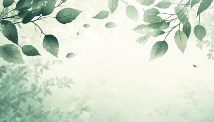 Wall Mural - Serene Green Leaves Frame Soft Background