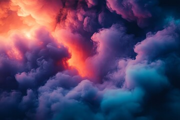 Aufkleber - Cloud formations display vibrant colors at sunset, creating a breathtaking atmospheric phenomenon