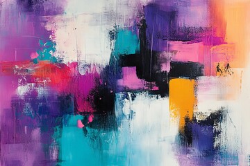 Aufkleber - Colorful abstract painting featuring vibrant hues and bold brushstrokes creating a dynamic visual experience