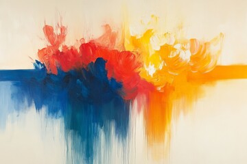 Aufkleber - Colorful abstract composition blending red, yellow, and blue tones in a vibrant display of creativity and emotion