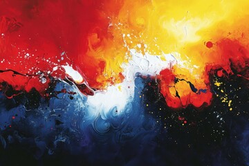 Aufkleber - Vibrant abstract painting showcasing dynamic colors and energetic textures in a captivating composition