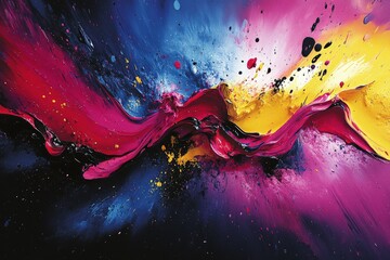 Poster - Vibrant abstract artwork featuring dynamic swirls and bold colors in a captivating display of creativity and energy