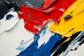 Poster - Colorful abstract painting with bold brush strokes and vivid contrasts created by an artist in a studio setting