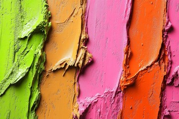 Aufkleber - Colorful textured paint drips create an artistic display on a vibrant surface in the afternoon light