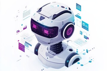 Poster - Futuristic robot design showcasing advanced technology and digital interfaces in a creative concept